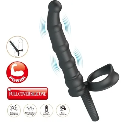 Tatum Vibro Penis Ring with Plug, 10 Modes, Black – Pretty Love
