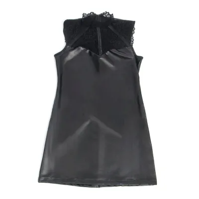 Leather Dress with Lace Collar Black S/M – Subblime