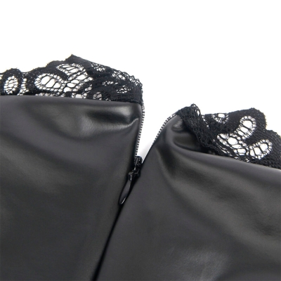 SUBBLIME - 957544 LEDERKLEID MIT SPITZENKRAGEN SCHWARZ S/M