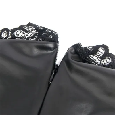 Lederkleid Mit Spitzenkragen Schwarz L/Xl – Subblime
