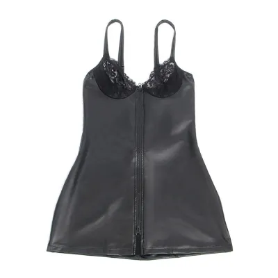 Leather dress with zipper, black, L/XL – Subblime
