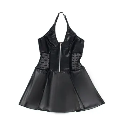 Lederkleid Mit Spitzenreissverschluss Schwarz L/Xl – Subblime