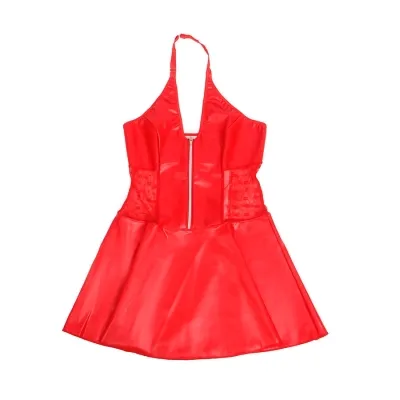 Lederkleid Mit Spitzenreissverschluss Rot L/Xl – Subblime