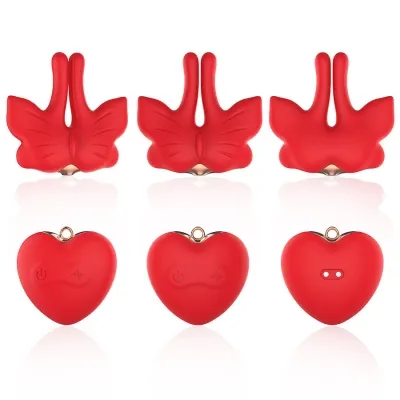 Armony - Magnetic Nipple Clamps With Vibration Butterfly Shape Red