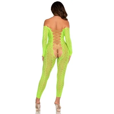 Bodystocking Ouvert Exotic Snake Lace Neon Green – Leg Avenue
