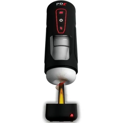 Black device with a red light, indicating a heating function. Brand name "PDX Elite" on top.