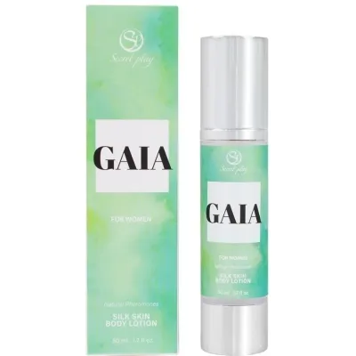 Grüne Verpackung und Flasche der GAIA Silk Skin Body Lotion für Frauen, 50 ml.