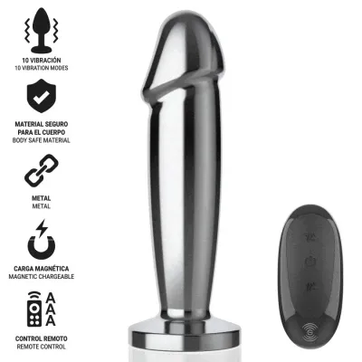 Anal Plug 10 Modes Metal Dildo with Remote Control M – Intense