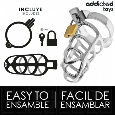 Silbernes Schloss Peniskäfig Metall M – Addicted Toys Locked
