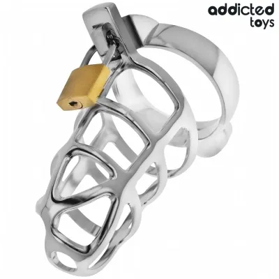 Silbernes Schloss Peniskäfig Metall M – Addicted Toys Locked