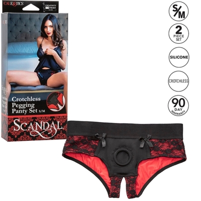 CALEXOTICS - SCANDAL CROTCHLESS PANTIES SET MIT DILDO GRÖSSE S/M