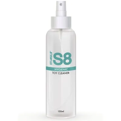 Spray bottle with S8 Hygienic Toy Cleaner, 150 ml, transparent design with turquoise label.