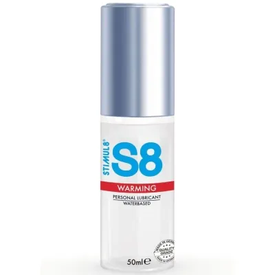 Bottle of S8 Warming lubricant, water-based, 50 ml, with silver cap.