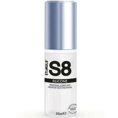 Bottle containing S8 silicone lubricant, 50 ml, silver cap, "Made in Germany" seal.