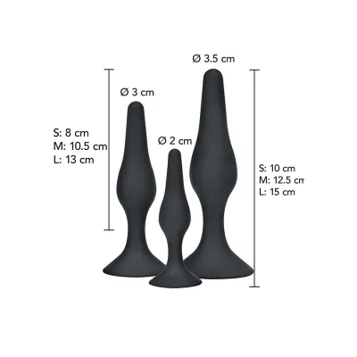 Anal Play Curvy Companions Anal Plug 3 Pieces Black – Toyjoy