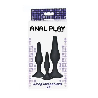 Anal Play Curvy Companions Anal Plug 3 Pieces Black – Toyjoy