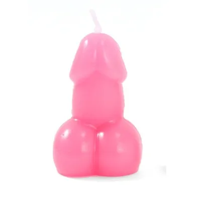 Rosa Kerze in Form eines stilisierten Phallus.