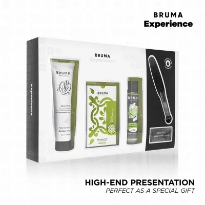 Geschenkset "Bruma Experience" mit Aloe Vera Creme, Duschgel, Shampoo und Bürste in eleganter Verpackung.