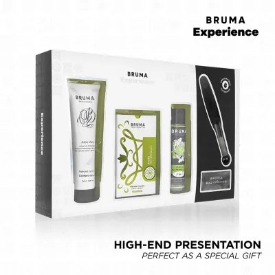 Gift set "Bruma Experience" with Aloe Vera cream, soap, shower gel and brush in elegant packaging.
