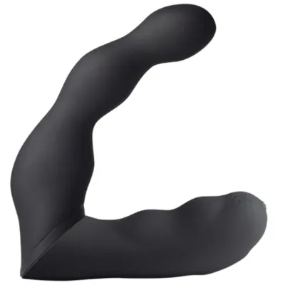 Black, curved silicone sex toy with ergonomic design, suitable for intimate massages and stimulation.