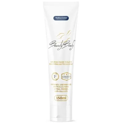 White tube containing BeautyBody Serum, 150 ml, for firming and anti-cellulite effects.