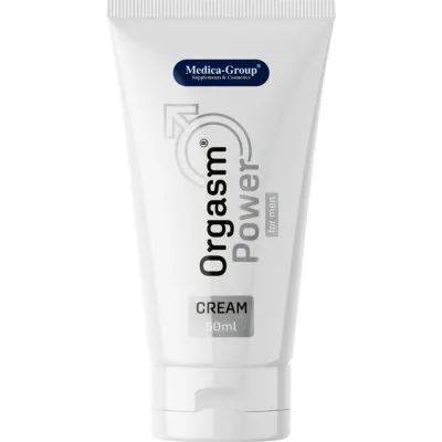 Weiße Tube "Orgasm Power" Creme für Männer, 50 ml, von Medica-Group.