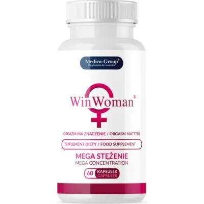 Bottle of "WinWoman" dietary supplement, 60 capsules, mega concentration, from Medica-Group.
