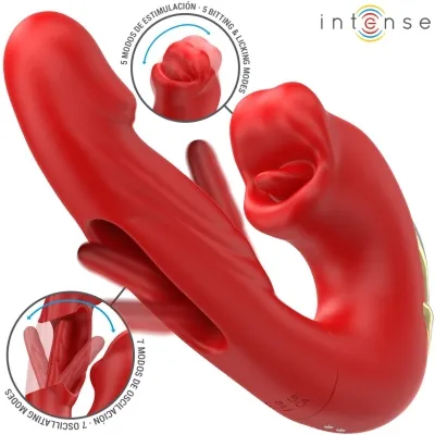 Nathy Double Vibrator with Stimulating Mouth Red – Intense