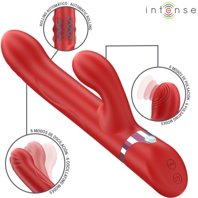 INTENSE - LELE MULTIFUNKTIONSVIBRATOR ROTIEREND & OSZILLATION & STIMULATION ROT