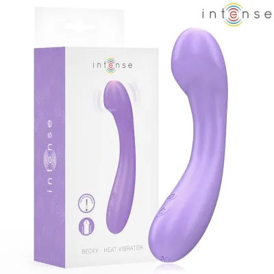 Lila Vibrator mit Verpackung, Marke "intense", Modell "Becky - Heat Vibrator".