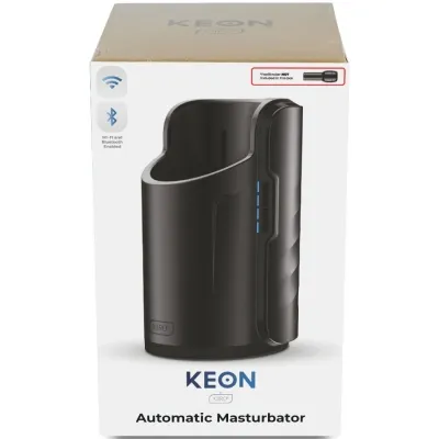 Verpackung eines automatischen Masturbators mit Wi-Fi und Bluetooth, Produktname "KEON" von Kiiroo.