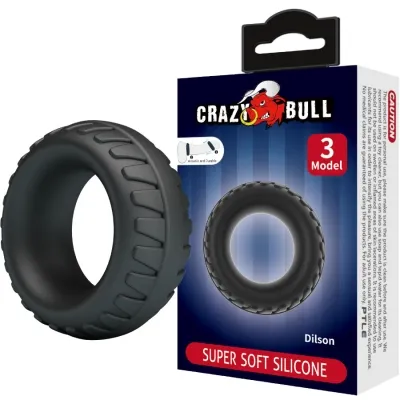 Black silicone ring with packaging, brand "Crazy Bull", model 3, super soft silicone, durable.