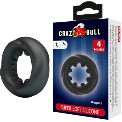 Black silicone ring next to packaging with red bull logo and text "Super Soft Silicone, 4 Model".