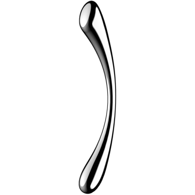 A curved, metallic-looking object against a white background.