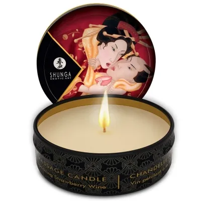 Massagekerze Mini Caress By Candelight Erdbeere Und Cava 30ml – Shunga