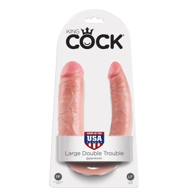 Large Double Trouble Dildo Fleischfarben | King Cock