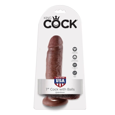7" Dildo Braun Mit Eiern 17,8cm | King Cock