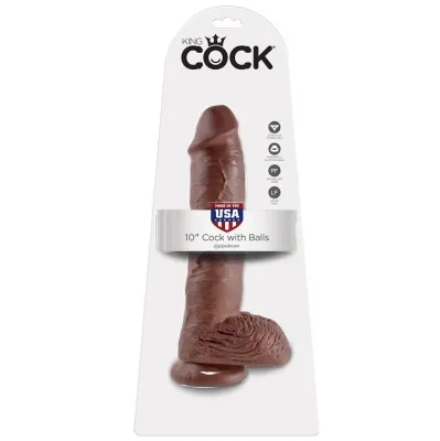 10" Dildo Mit Eiern Braun 25,4cm – King Cock