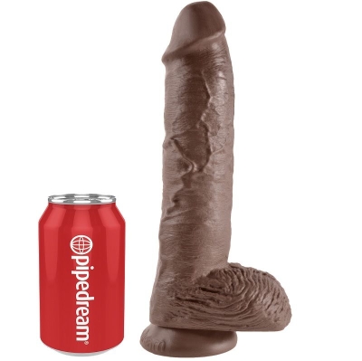 10" Dildo Mit Eiern Braun 25,4cm | King Cock