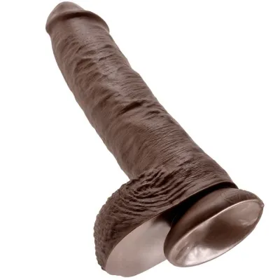 10" Dildo Mit Eiern Braun 25,4cm – King Cock