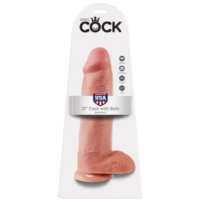 12" Dildo Mit Bällen Hautfarben 30,48cm | King Cock