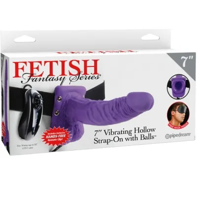 7" Hollow Strap On Vibrierend Mit Bällen 17,8cm Lila – Fetish Fantasy