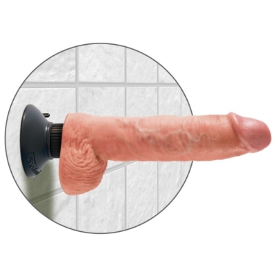 25,5cm Vibrierender Cock Mit Hoden Schwarz | King Cock