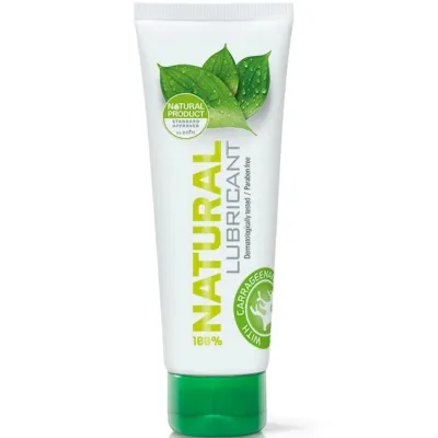 Tube containing natural lubricant, dermatologically tested, paraben-free, with carrageenan, green cap.