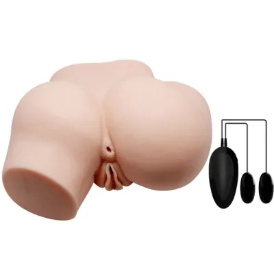 A sex toy in the shape of a human torso with remote control and two vibration capsules.