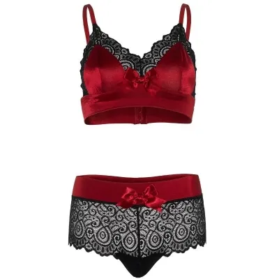 2 Tlg. Set Schwarz Und Rot S/M – Leg Avenue