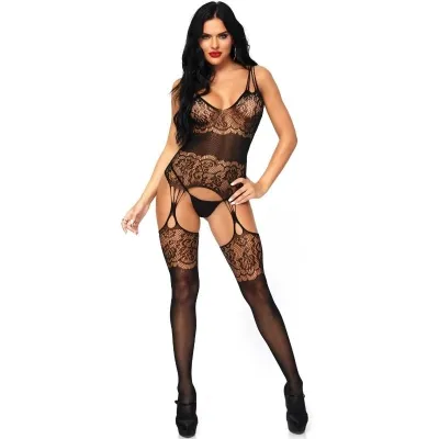 Rose Bodystocking Mit Riemen OneSize – Leg Avenue