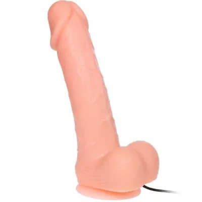 A flesh-colored dildo with a suction cup and cable.