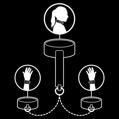 Necklace and handcuffs – Vegan leather – Fetish Submissive