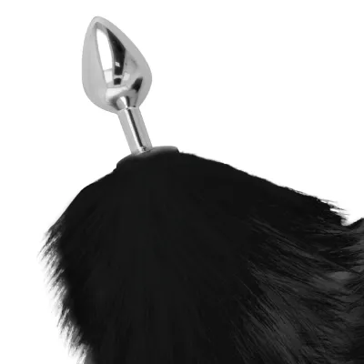 Silberner Analplug 8cm Mit Schwarzem Schwanz – Darkness